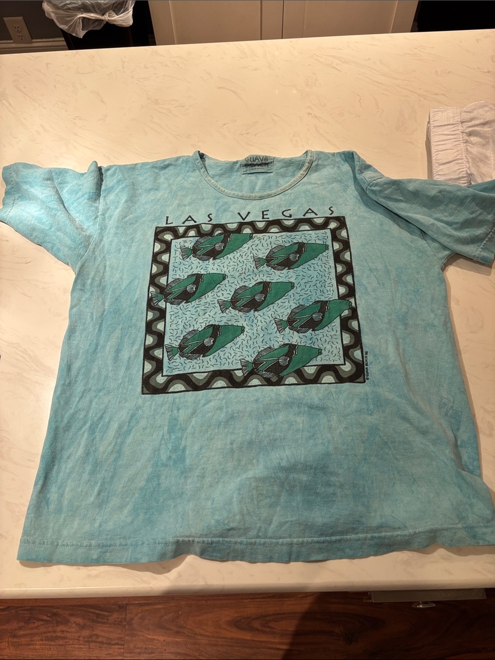 Vintage Las Vegas Graphic Tee in Aqua Teal